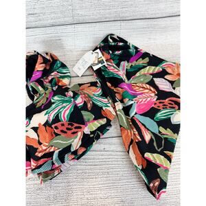 Time And Tru Plus Size Black Floral Ribbed Colorful 2pc Bikini Swimsuit Size 3X